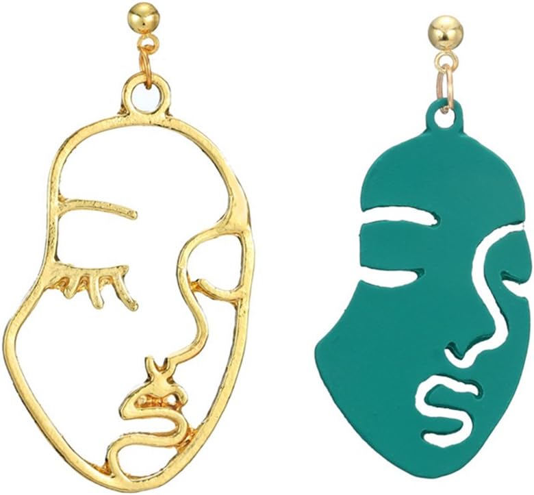 bismarckbeer Vintage Human Face Dangle Stud Earrings Women Girls Cocktail Party Jewelry