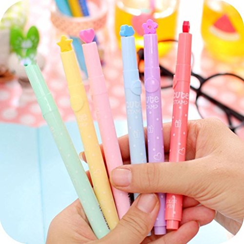image for Gbell 3PC Color Highlighters Inks Stamp Pen, Creative Marker Pen schoo