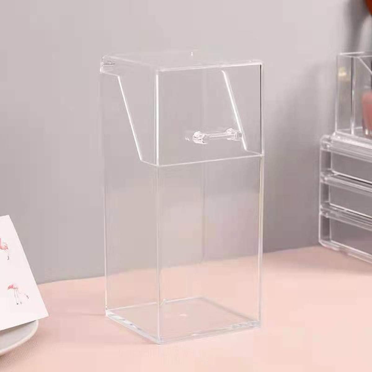 ACEDIVA Makeup Brush Holder Acrylic Makeup Organizer with lid, Cosmetic Display Cases with White Pink Pearl (Square): Home & Kitchen