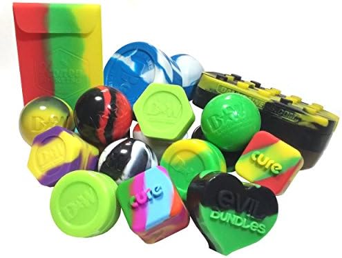 Assorted Swirl Marble Nonstick Silicone Kitchen Concentrate Container Jars Honey Pockets Danktainer Honeycomb Jars + Bonus Enamel Pin (15)