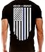 Thin Blue Line American Flag T-Shirt - Vertical Flag - Black (X-Large)