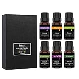 Aromatherapy Essential Oils - ESSLUX 100% Pure & Organic Essential Oils Gift Set, Top 6 Therapeutic Grade Oils Kit, Lavender, Tea Tree, Rosemary, Lemongrass, Orange, Peppermint Oil, FDA Approved