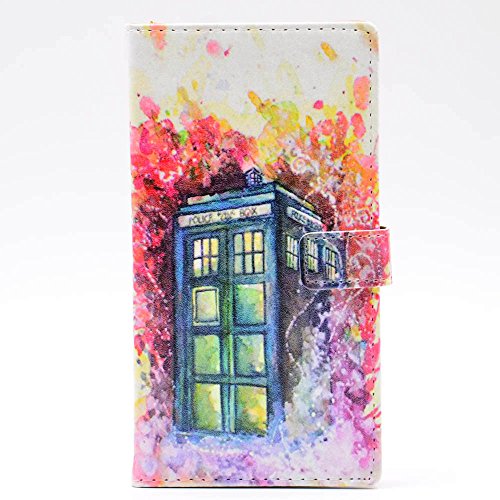 Galaxy S8 Case, Tardis Art Colorful Paint Splatter Pattern Leather Wallet Credit Card Holder Pouch Flip Stand Case Cover For Samsung Galaxy S8