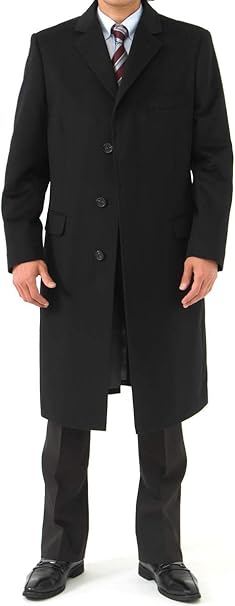 Amazon 日本製 ピュア カシミヤ100 チェスターメンズ ロングコート 黒 メンズ ビジネス コート コート ジャケット 通販