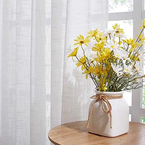 NICETOWN Linen-Like Patio Door Curtains - Extra Wide Grommet Top Semi ...