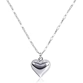 Desnuage Small Silver Heart Necklace for Women - Hypoallergenic Dainty 925 Sterling Silver Heart Pendant on Delicate Chain