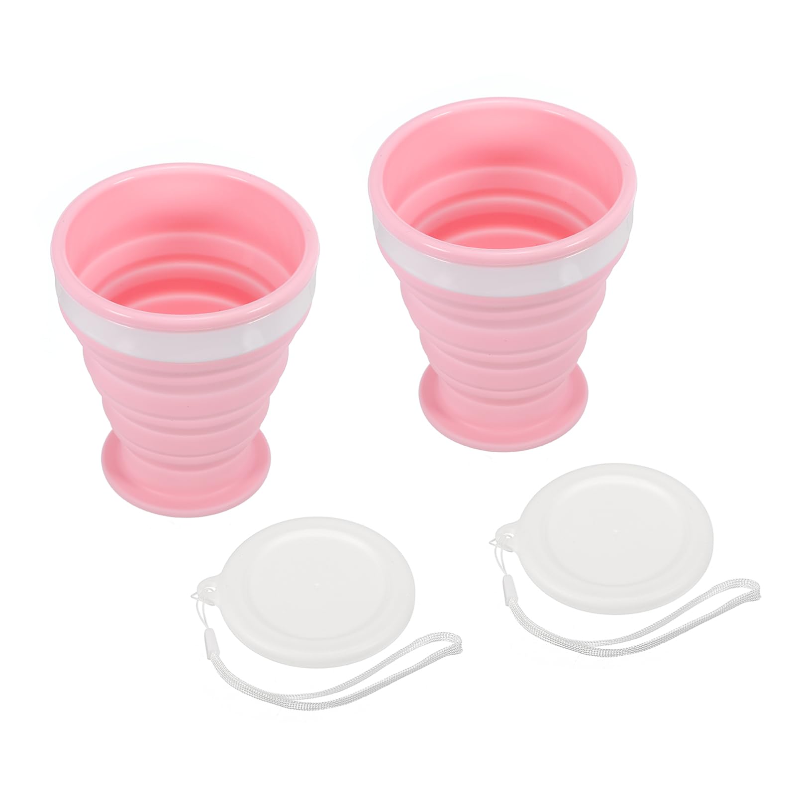 PATIKIL Collapsible Cup, 2 Pack 200mL Travel Folding Cup Silicone Portable Drinking Cup for Camping Hiking Outdoors, Pink