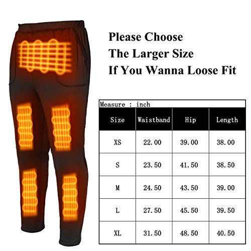 FERNIDA Electric Heated Thermal Trouser Outdoor Exercise Heating Warm Pants for Women/Men/Senior(Battery Included) (Black, M