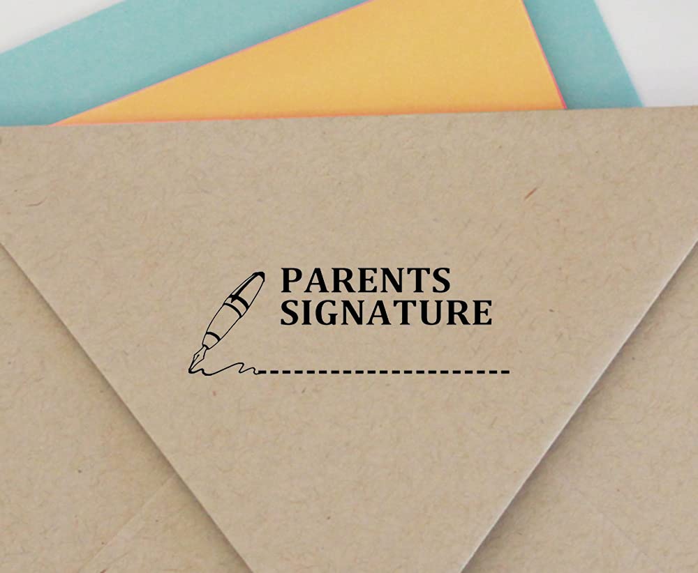 Printtoo Parents Signature Self Inking Rubber Stamp Office Stationary Custom Stamp-Black