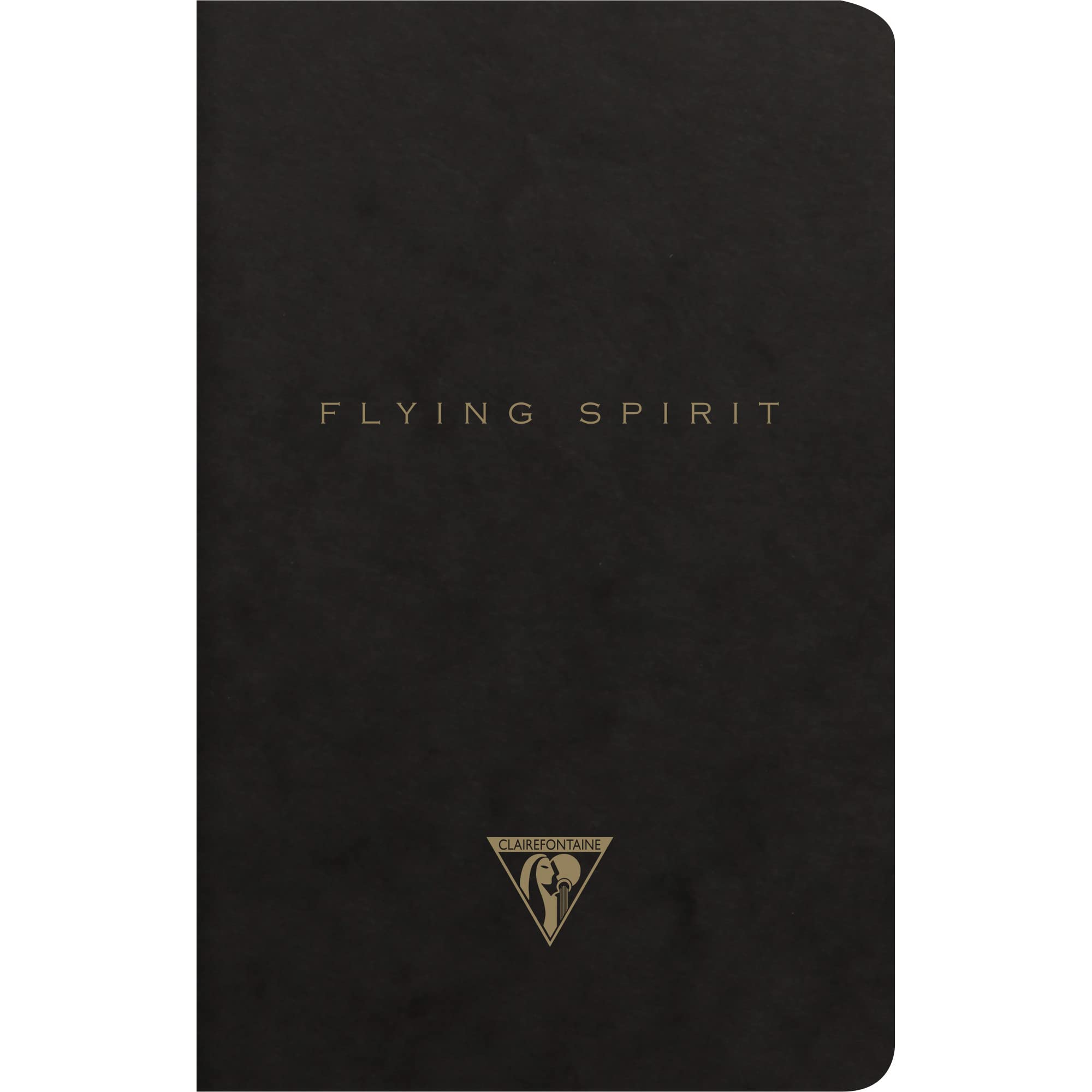 Clairefontaine 102506C - One Flying Spirit quilted notebook with 96 ivory - Size 11 x 17 cm - 90g lined pages, black glossy card cover, random motif pattern