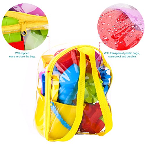 image for Young Choi's Kids Beach Sand Toy Mold Set with Reusable Backpack, Gree