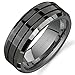 King Will CLASSIC Men’s 8mm Black Tungsten Carbide Rings Polished Beveled Edge Double Groove Wedding Bands