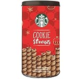 Starbucks Cookie Straws - 20 Chocolaty Rolled Wafers Individually Wrapped in Decorated Tin (Holiday Edition)