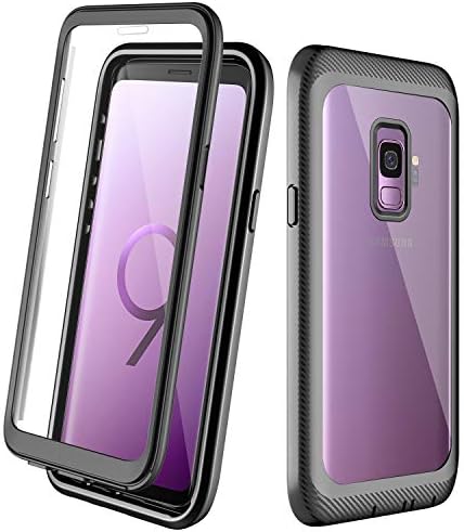 Samsung Galaxy S9 Case,KUMEDA Full Body Rugged Clear Cover Case with Built-in Screen Protector Crystal Clear Case for Samsung Galaxy S9 5.8 inch 2018 Release (Black/Gray+Clear)
