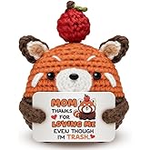 Zetckzilv Mini Handmade Crochet Raccoon Stuffed Animal Birthday Valentine Gifts for Mom from Daughter Son Emotional Crochet Support Gift for Grandma Mama Mother in Law Stepmother Cute Home Decor