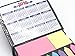 Colored Sticky Note Bundle Set, Mini Rectangular Notes and Index Flags Organizer, with Two Year Calendar. Black Leather Look Design Holder by Premy