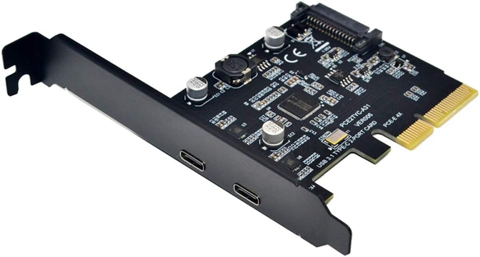 CUHAWUDBA USB 3.1 To Type-C 2 Port Expansion Card PCI-E 4X To USB 3.1 Gen2 10Gbps USB C ASMedia ASM3142 Chipset for Desktop