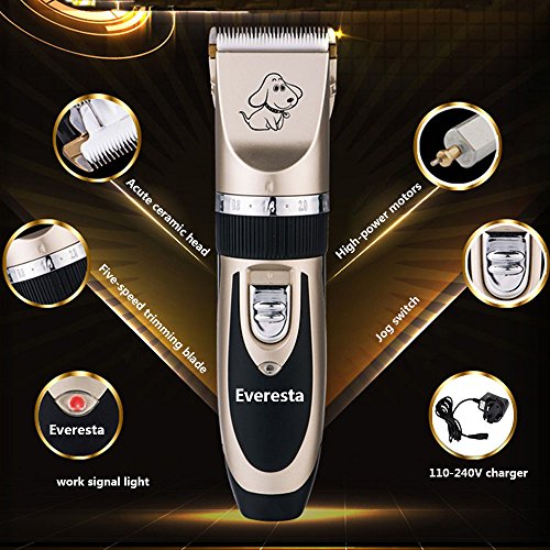 Everesta Dog clippers, Low Noise Rechargeable Cordless Pet Dogs and