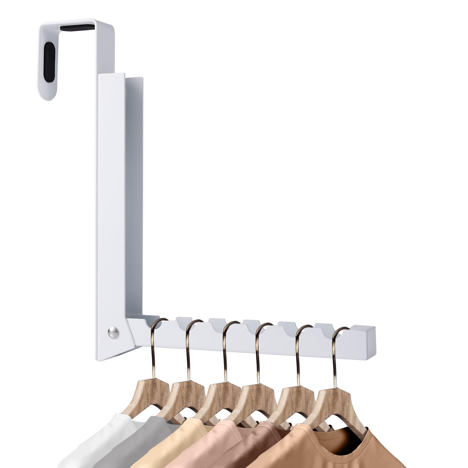 PEUTIER Over The Door Hanger Hook, Foldable Over Door Drying Rack Behind Door Hooks Portable Door Hanging Clothes Organizer for Hanging Clothes Coat Towels Bags Laundry Home