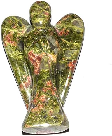 ZAICUS Unakite Carved Pocket Angel for Reiki Healing Natural Gemstone Guardian Peace Healing Statue Figurine Reiki Healing Good Luck Wealth Spiritual Gift for Home Decoration 2-2.5 inch
