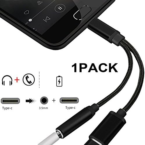 YVENEY 2 in 1 USB C/Type C Cable Fast Charge to 3.5mm Audio Jack Headphone Adapter Converter Supports Audio and Charging for Motorola MotoZ, Letv Le Pro 3,Not Fit for HTC and Pixel.