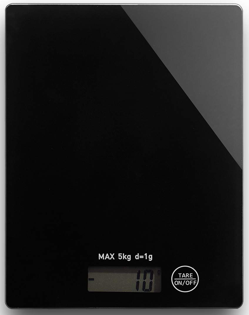 HomeFashion Digital Kitchen Scales Food Scale Large Platform Electronic Cooking with Backlit LCD Display Multifunction for Home Office Use 10kg 1g (Black)