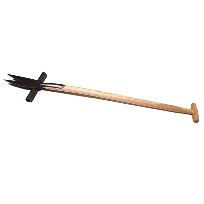 4betterdays.com NATURlich leben! Ampferstecher mit 90 cm ergonomischem Eschenholzstiel, mit Tritt - Handgeschmiedet in Deutsc