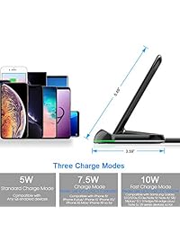 Yootech [2 unidades] Cargador inalámbrico con certificado Qi 7,5 W soporte de carga inalámbrico compatible con iPhone Xs MAX XR XS X 8 8 Plus, 10 W para Galaxy S10 S10Plus S10E S9 y más (sin adaptador CA) (negro)