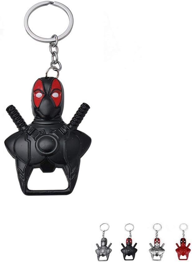 Boqiao Deadpool Enamel & Pewter Finish Metal Bottle Opener Keychain (black)