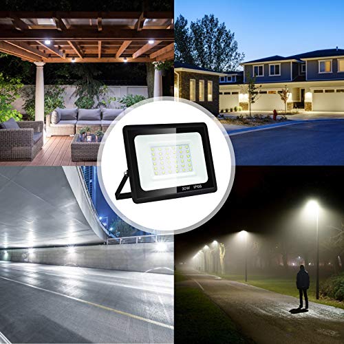 Dersoy 50W LED Flood Light Outdoor, 4500LM IP66 Waterproof LED Work Lights, Super Bright 6500K Daylight White Outdoor LED FloodLight Wall Light Garden Lights with 1.5m Cable for Patio, Backyard