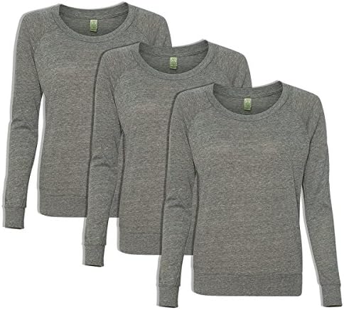Alternative AA1990 50% Polyester, 38% Cotton, 12% Rayon Women's Slouchy Pullover - Eco Grey - Small-3 Pack