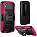 Huawei Pronto LTE H891L Case, Huawei Vision 3 LTE Case, Luckiefind Hybrid Armor Stand Case with Holster and Locking Belt Clip, Stylus Pen, Screen Protector (Holster Pink)