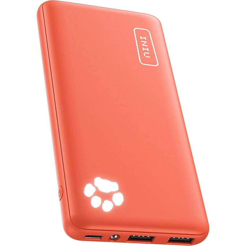 Power Bank, INIU Ultra Sottile & Leggero Powerbank 10000mAh Doppia Uscita 3A ad Alta Velocità