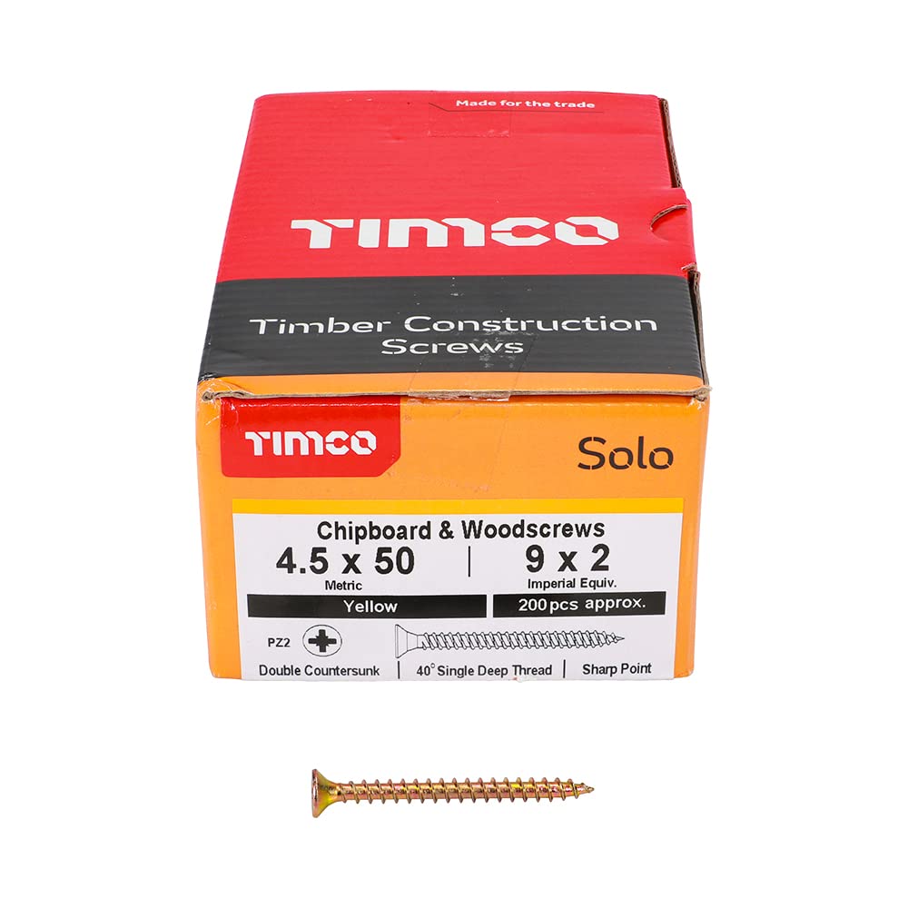 200 Pcs Box of Wood Screws Double Countersunk General Purpose (4.5mm x 50mm) — image 1