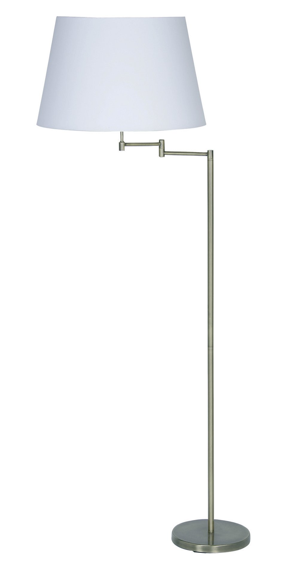 Armada Swing Arm Floor Standard Antique Brass Finish, Lampshade Extra