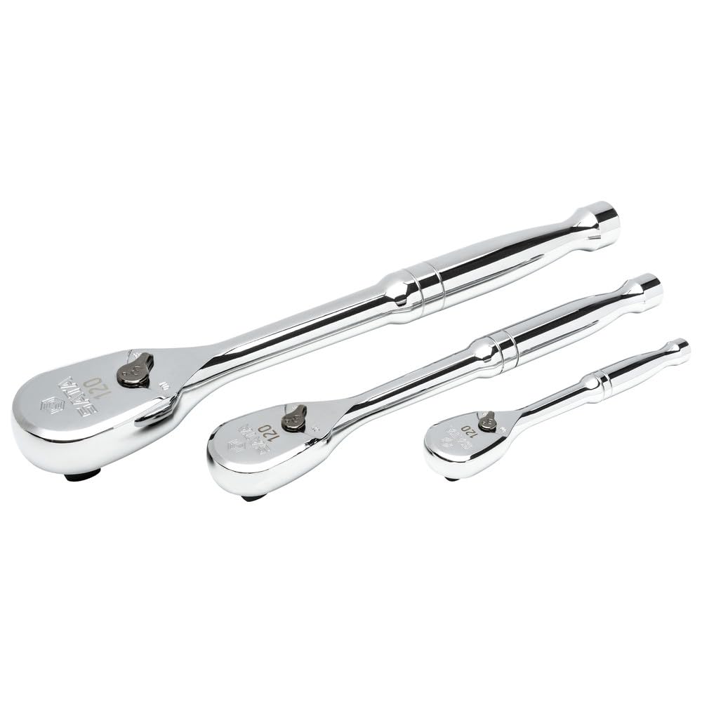 SATA ST13975 3 Pieces 120XP 1/4", 3/8" and 1/2" Ratchet Set, Silver