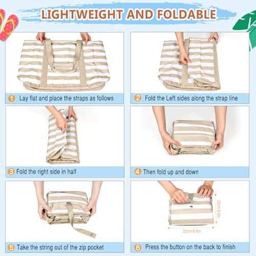 KTUEOV Large XXL Family Beach Bag, Waterproof 45L Women's Beach Bag with Zip, 12 Pockets, Beach Bag for Men Beach Foldable Lightweight for Swimming Pool, Travel, Gym, Shopping