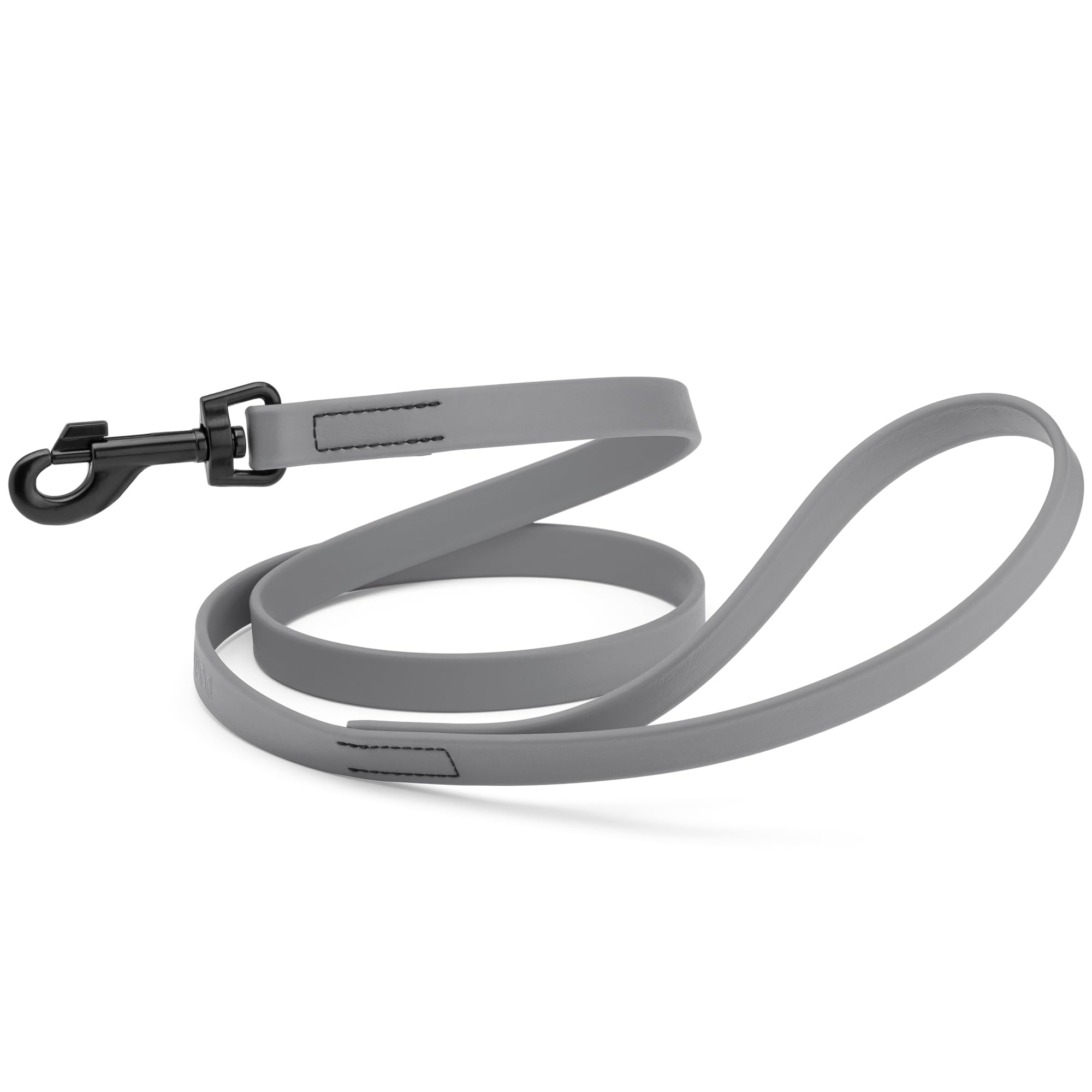Dogline Biothane Waterproof Dog Leash Strong Coated Nylon Webbing with Black Hardware Odor-Proof Easy to Clean High Performance for Small or Large Dogs Made in USA 4 or 6 ft Lead, Battleship Gray