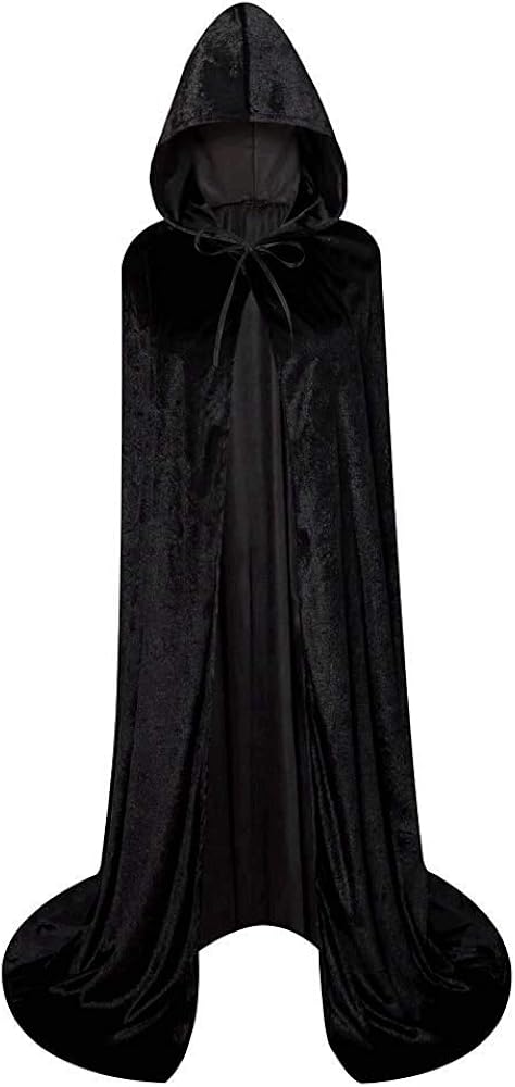 Unisex Full Length Hooded Robe Cloak Long Velvet Cape Cosplay Costume: Clothing