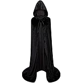 LHJ Unisex Full Length Hooded Robe Cloak Long Velvet Cape Cosplay Costume