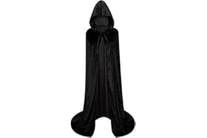 LHJ Unisex Full Length Hooded Robe Cloak Long Velvet Cape Cosplay Costume