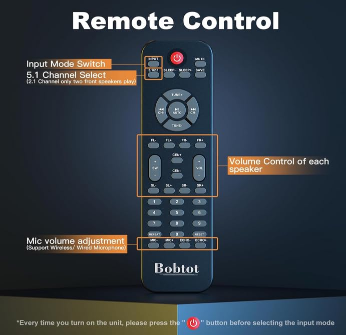 Bobtot Surround Sound Systems 1400 Watts Peak Power Home Theater Speakers - 12