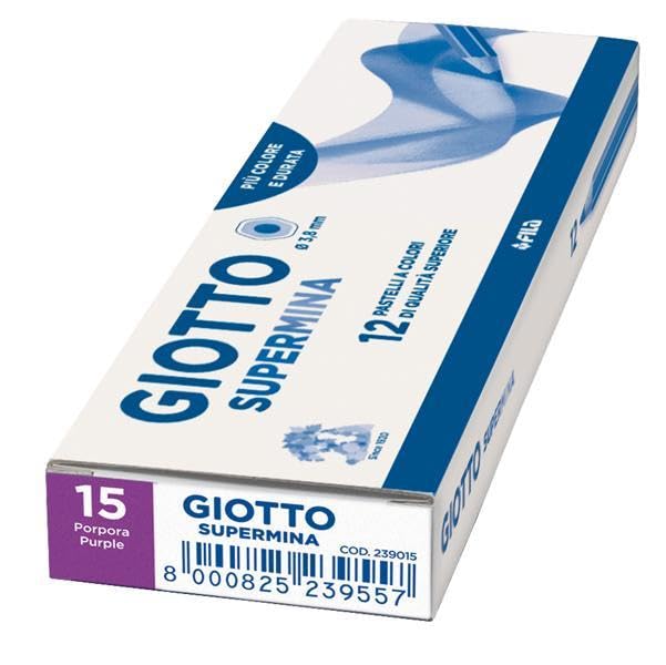 GIOTTO Supermina Coloured Pencils, 12 Pieces, 3.8 mm Lead, Assorted Colours, High Quality (Porpora)