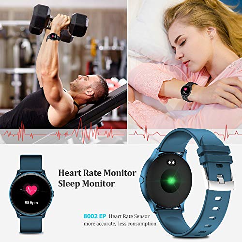 Evershop Smart Watch with Heart Rate Monitor Compass for Men Women, IP68 Waterproof Fitness Tracker with Sleep Tracker Pedometer Compatible for Android Phones&iPhone (Marina Blue)