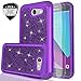 LeYi PC Silicone Glitter Case with Tempered Glass Screen Protector for Samsung J3 Prime/ J3 Emerge/Express Prime 2/ Amp Prime 2/ J3 Mission/ J3 Eclipse/ J3 Luna Pro/Sol 2/ J3 2017 TP Purple