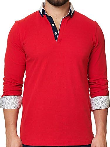 Maceoo Mens Designer Polo - Stylish &amp; Trendy Sport Shirts - Solid Red - Tailored Fit