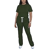 PINSV Women 2 Piece Outfits Short Sleeve Tops and Long Pants Tracksuit Workout Lounge Sets
