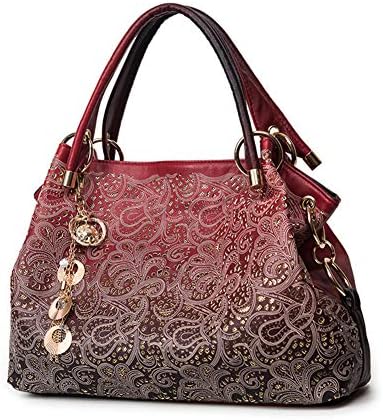 LBOJA Fashion Hollow Out Faux Leather Tote Women Shoulder Bag Handbag with Dangles - White