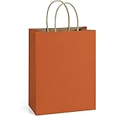 BagDream Gift Bags 8x4.25x10.5 Inches 25Pcs Orange Kraft Paper Bags with Handles, for Shopping, Retail, Merchandise, Business, Party Favor, Halloween Paper Gift Sacks