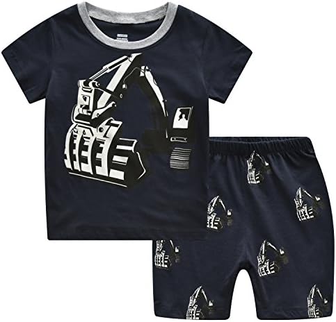 CNBABY Summer Pajamas Excavator Big Boys 2 Piece Short PJS